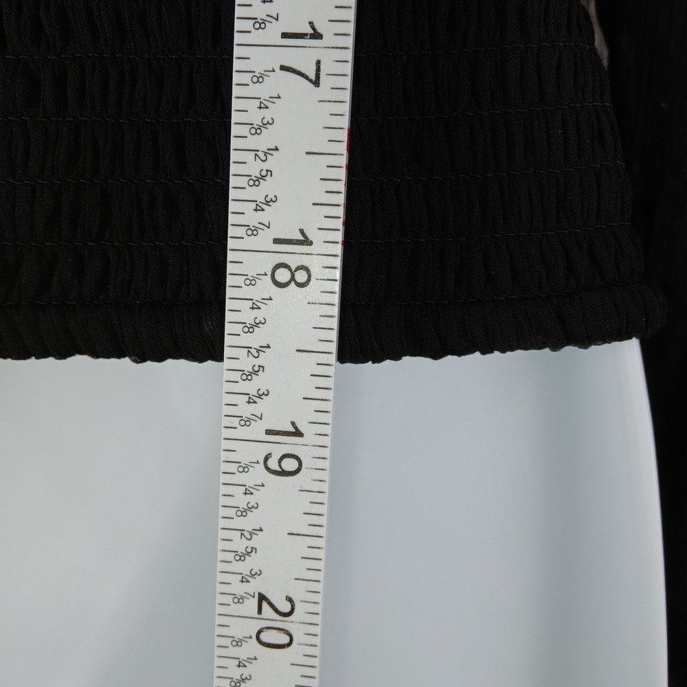 Express Black Ruched Top Small Whimsigoth Sheer Sleeve Fitted Y2K - Picture 12 of 14